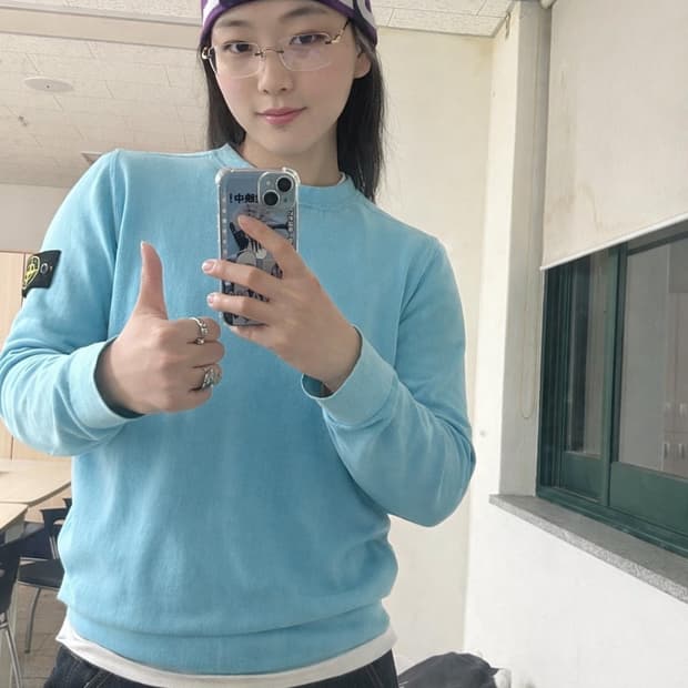 스톤아일랜드 스카이블루 코튼니트