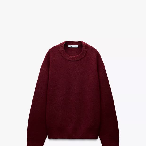 자라 플레인 니트 스웨터 버건디