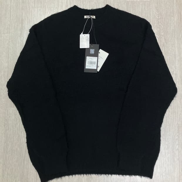 [4, 새제품] 오라리 브러쉬드 울 캐시미어 실크 모헤어 니트 블랙