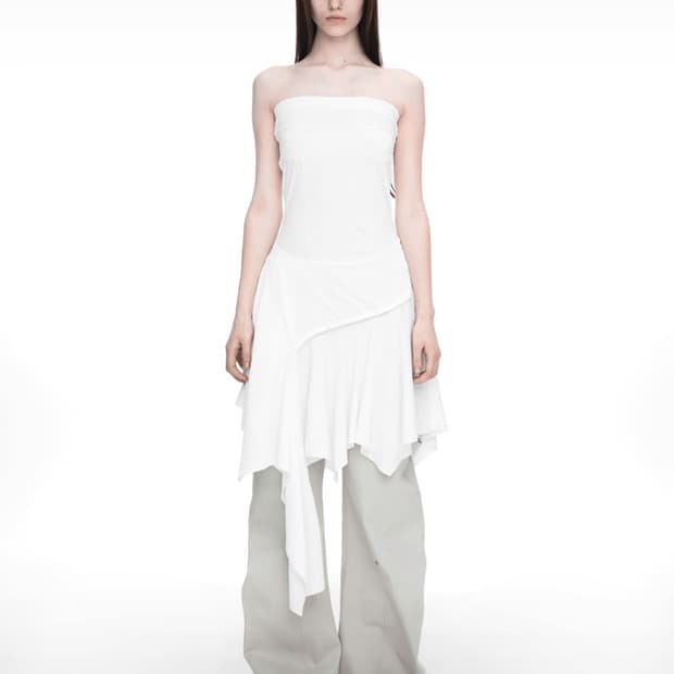 나체 bustier layered dress ivory