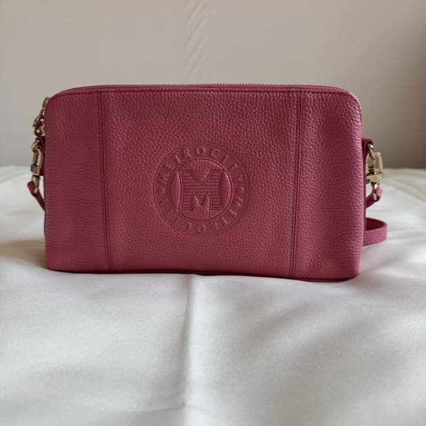 메트로시티 핑크 레더 숄더백