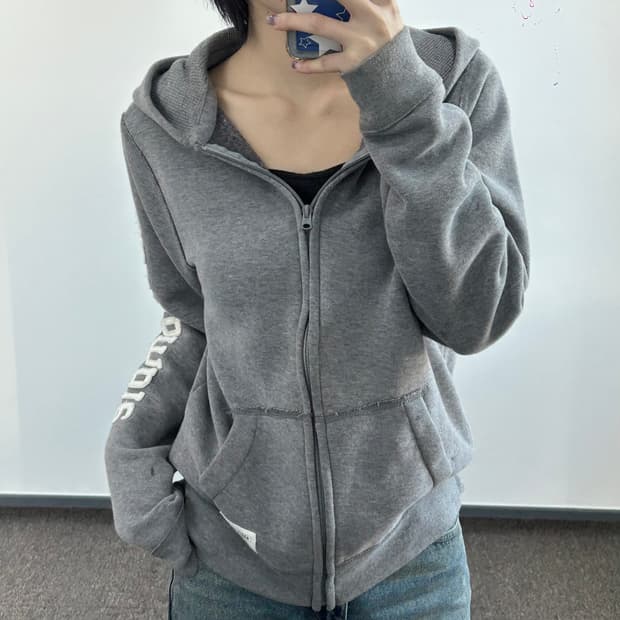 Abercrombie 아베크롬비 사이드로고 그레이 후드집업