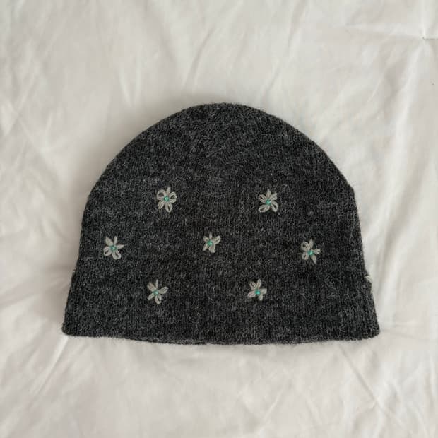 flower beads beanie 꽃 비즈 자수 비니