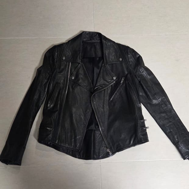 SYSTEM  시스템 천연 양가죽 라이더 가죽 자켓