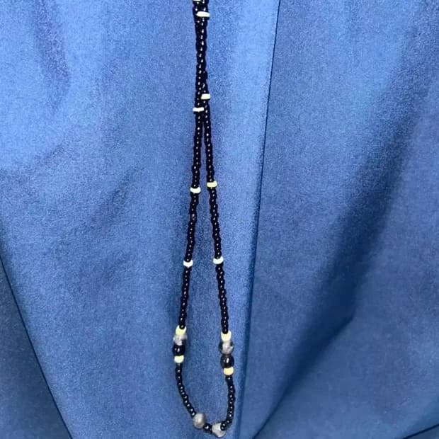 빈티지 비즈 심플 블랙 목걸이 / black simple necklace