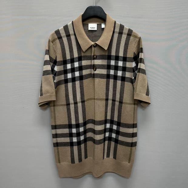 버버리 체크 니트 카라 반팔티 ( 95~100 )
