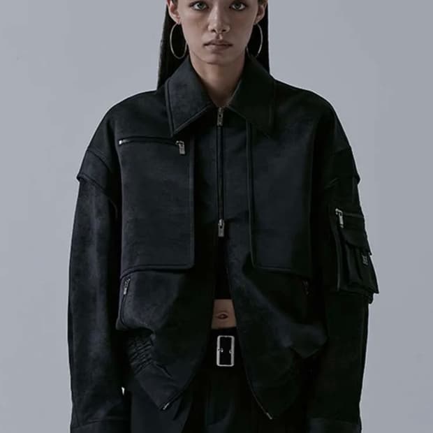 트리밍버드 스웨이드 매트 레더 자켓