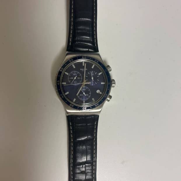스와치 코발트 라군 가죽시계 급처합니다