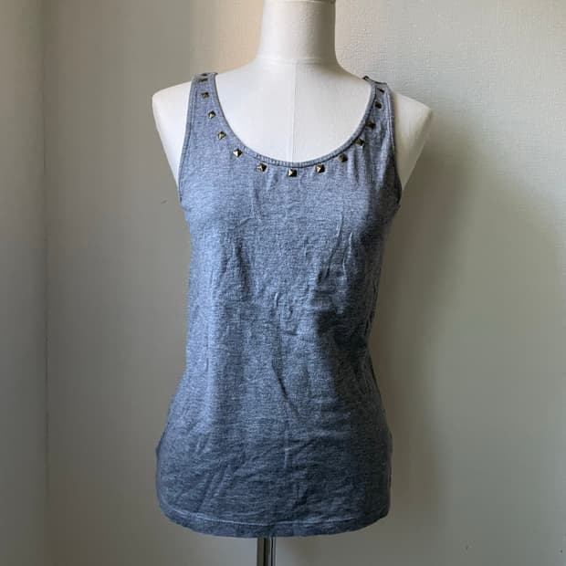 100% Cotton Stud Mouse-Gray Sleeveless T