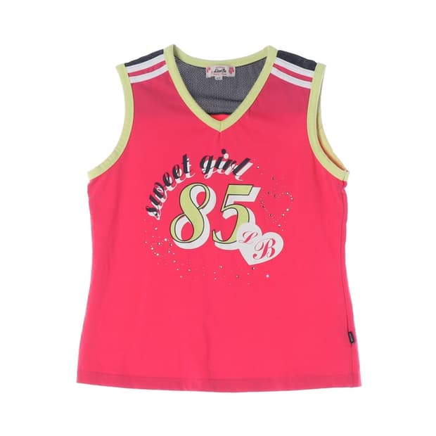 빈티지 핑크 레터링 프린팅 민소매 탑 17