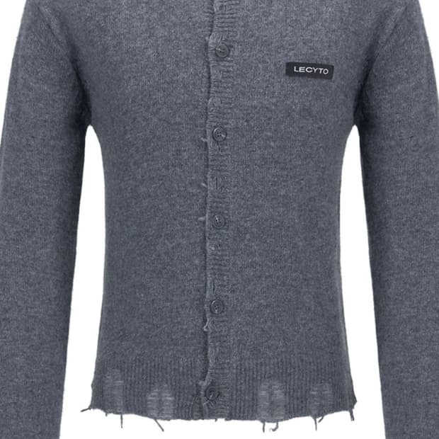 레씨토 Destroyed Round Wool Knit Cardigan