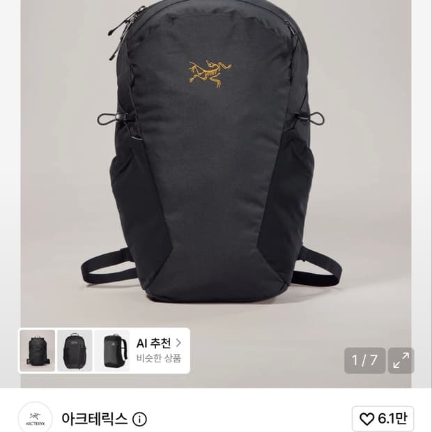 아크테릭스 멘티스 16 블랙 새상품 판매