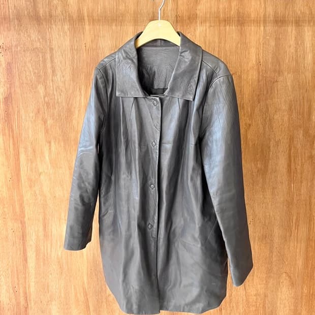 빈티지 레더 하프 코트