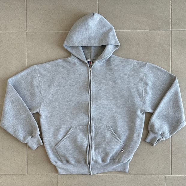 90s 빈티지 러셀 후드집업 그레이 L