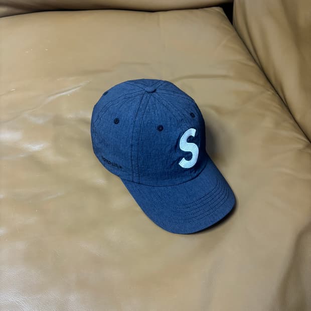 슈프림 23ss 코듀라 립스탑 블랙 S로고 6패널 볼캡 모자 Black