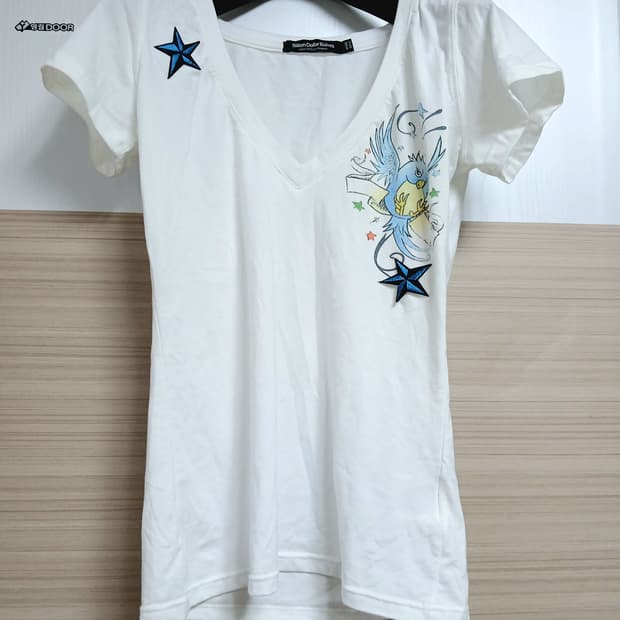 Blue Star Bird White Tshirt 