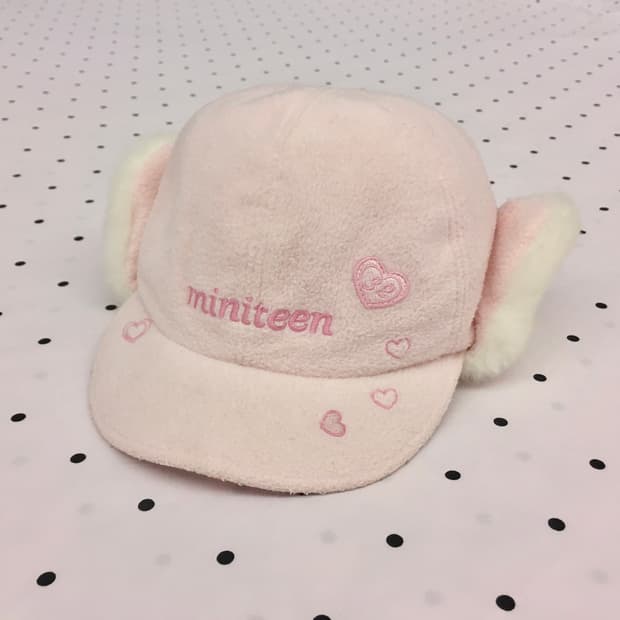 연핑크 퍼 귀도리 캡 모자 트루퍼햇 히메갸루 조지후쿠