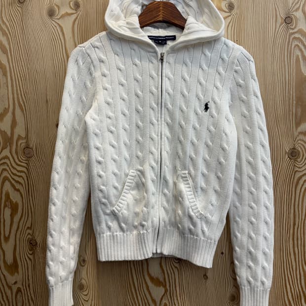 폴로 랄프로렌 우먼 케이블 니트 후드집업