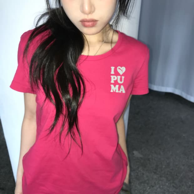 I ♡ PUMA 핑크 티셔츠