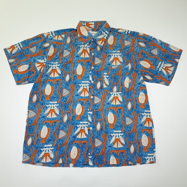 CK106 XL 키맨 90s 빈티지 아쿠아 마린 반팔 셔츠 남방