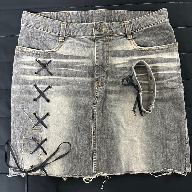 펀칭 흑청 스커트 초커 set