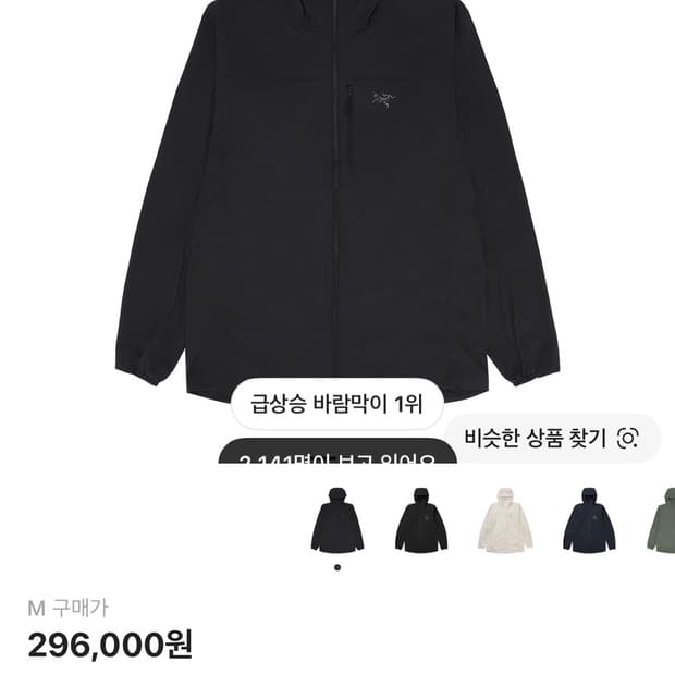 아크테릭스 스쿼시미 후드 m