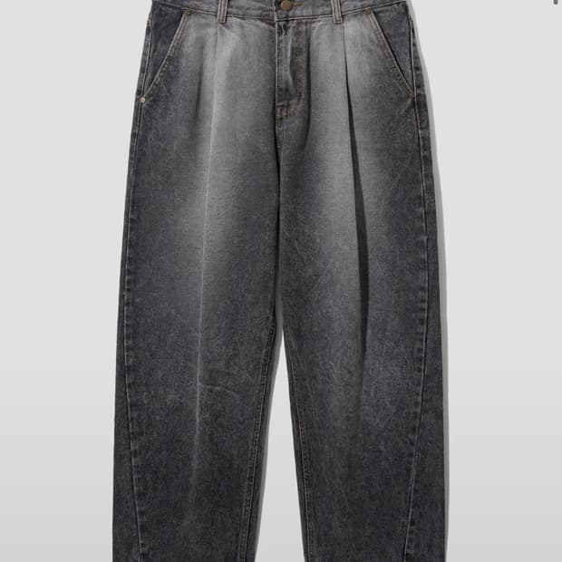 제멋 워싱 와이드 데님 스노우 블랙 28
