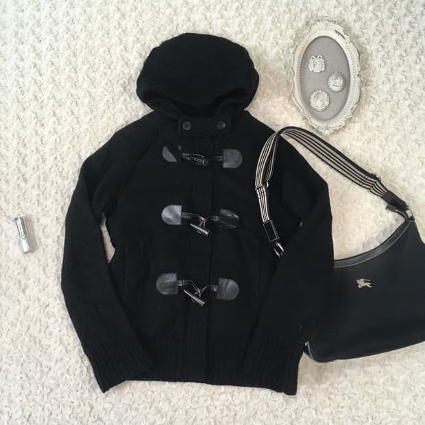 burberry wool duffle hood zip-up jacket