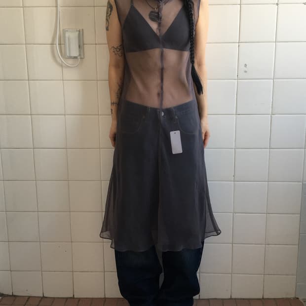 High neck see through onepiece