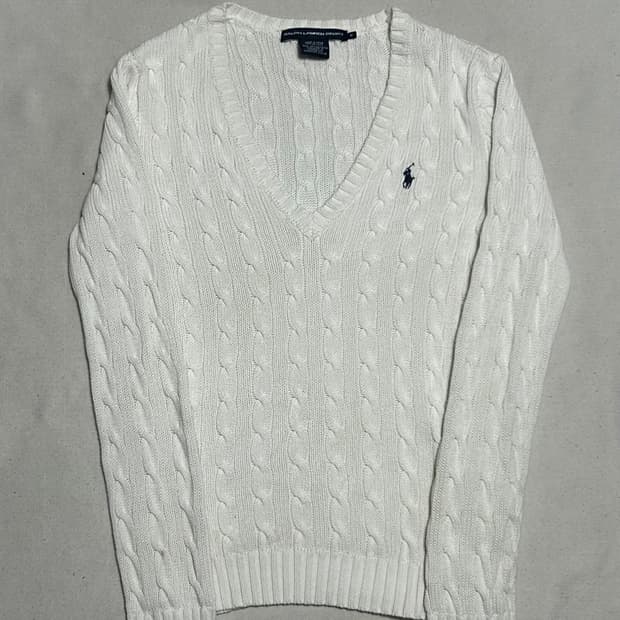 🫶🏻 폴로랄프로렌 스포츠 여성용 화이트 브이넥 니트🫶🏻