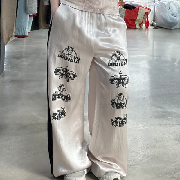 히스테릭글래머 새틴 트랙팬츠 데드스탁