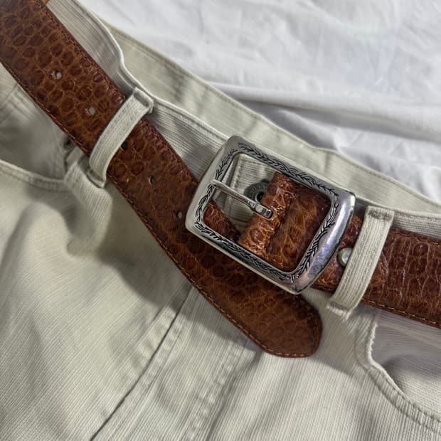 빈티지 크로커다일 레더 벨트