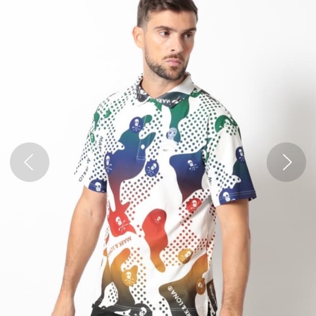 마크앤로나 그래픽 반팔 카라티 해골 패턴 레인보우 컬러 유니크 골프웨어