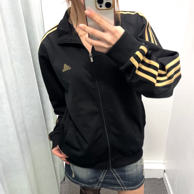 아디다스 블랙 골드 트랙탑 져지