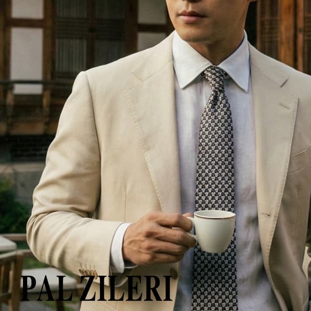 빨질레리 실크 네이비 자카드 패턴 넥타이 8.7cm A+등급 K2421
