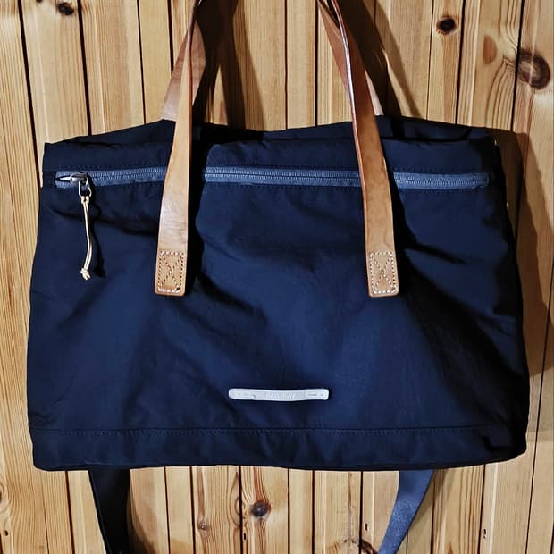 로우로우 네이비 나일론 가죽핸들 2WAY 토트백 숄더백