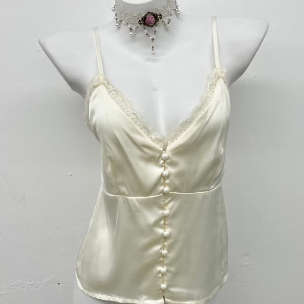 새틴 버튼 레이스 슬립