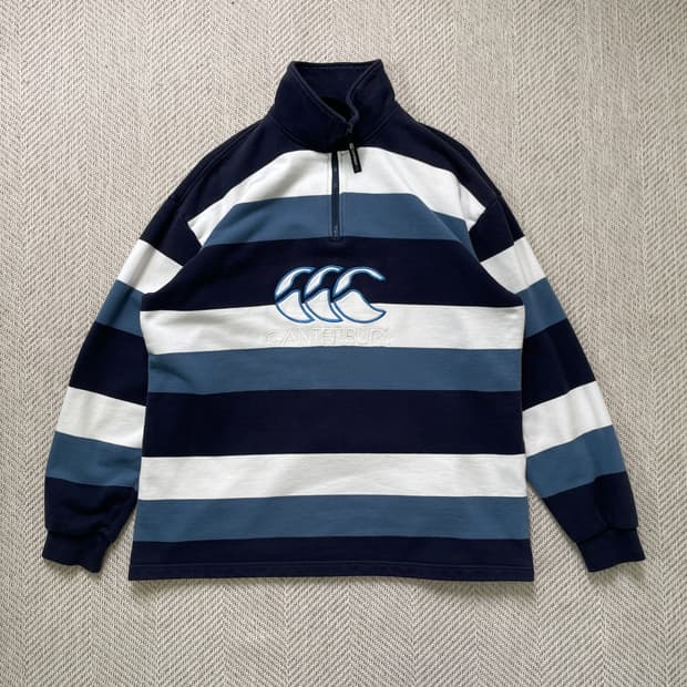 캔터베리 스트라이프 럭비 하프집업 