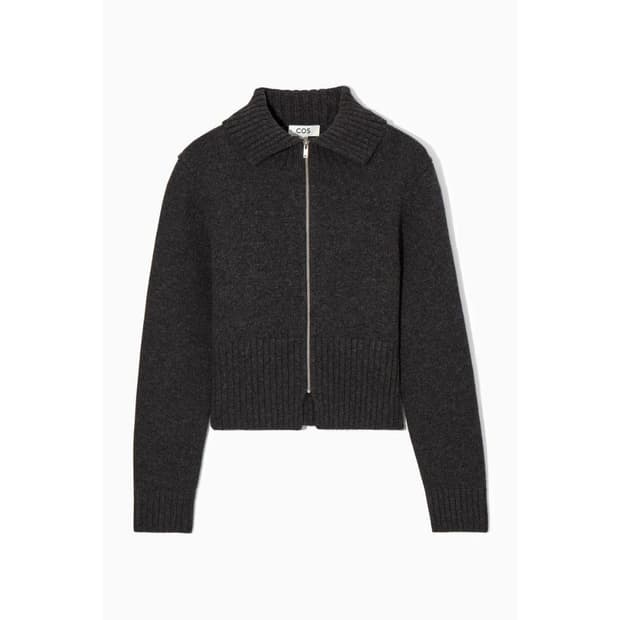 Cos 코스 크롭 울 집업 가디건 그레이 S