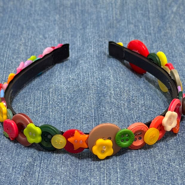 Rainbow Button Hairband