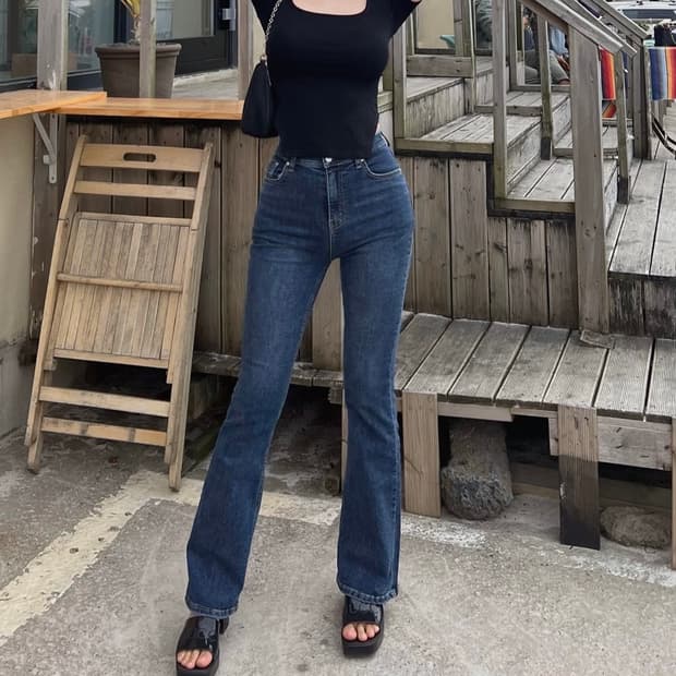 카인다미  골반볼륨업 슬림 진청 부츠컷_골반뽕 청바지