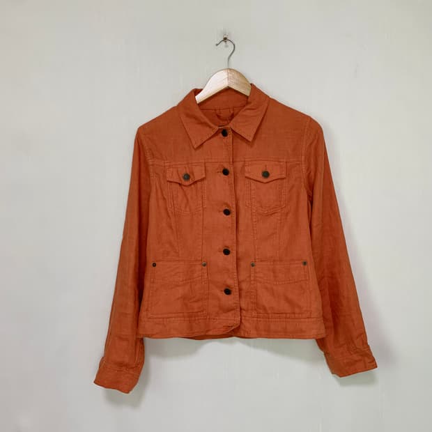 에디바우어 빈티지 린넨 포켓 버튼 자켓 오렌지 남성 S 남녀공용