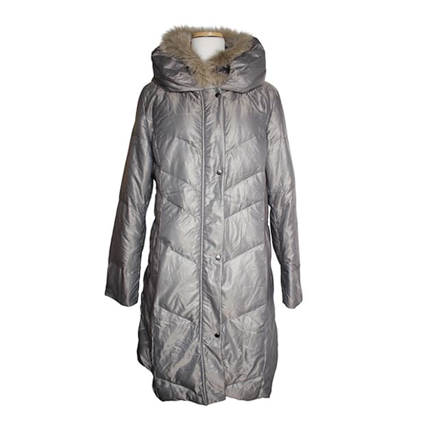 샤무아 그레이 폭스 퍼 트림 다운 패딩 코트 55