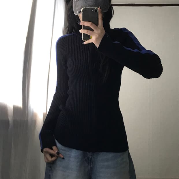 폴로 딱붙핏 니트집업