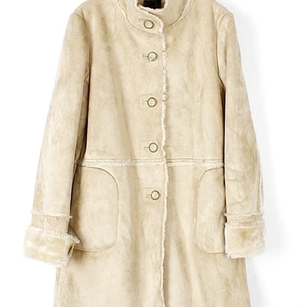 일본 빈티지 아이보리 롱무스탕