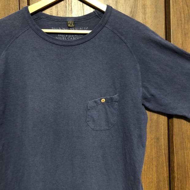 NIGEL CABOURN 포켓 반팔 티셔츠 네이비