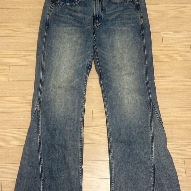 DNSR 커브드 플레어 데님 팬츠 블루