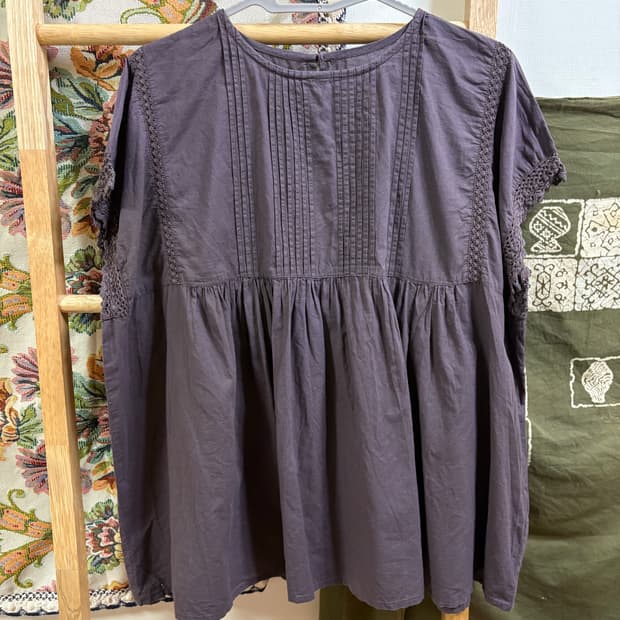 히피 모리 퍼플 레이스 반팔 