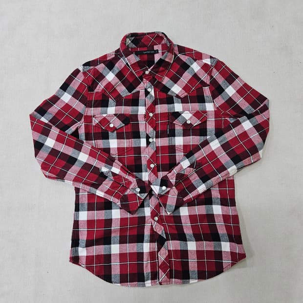 L 켈빈클라인 진 체크패턴 긴팔 셔츠 0313Y