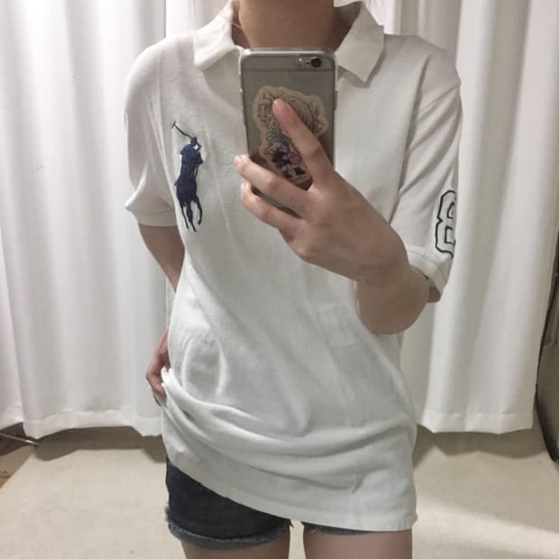 폴로 랄프로렌 화이트 카라 빅포니 반팔 티